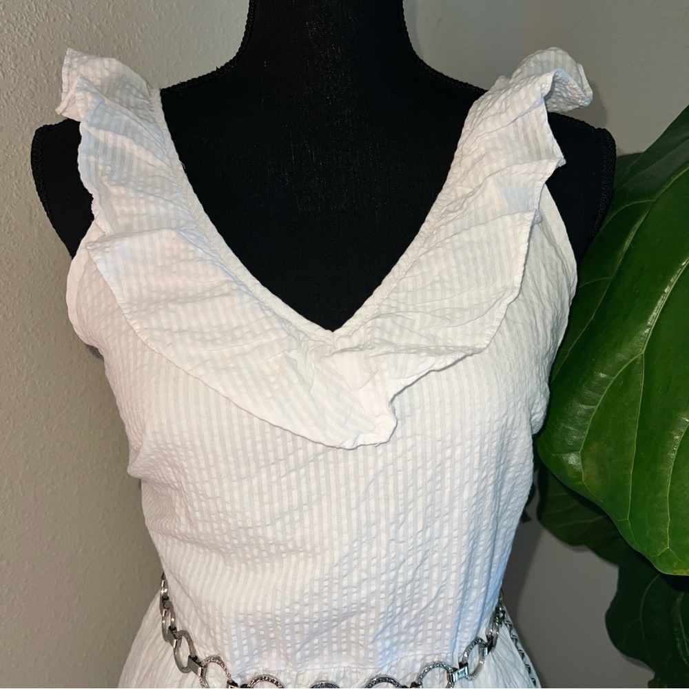 Vineyard Vines for Target Women’s White Seersucker Sleeveless Ruffle Sundress S